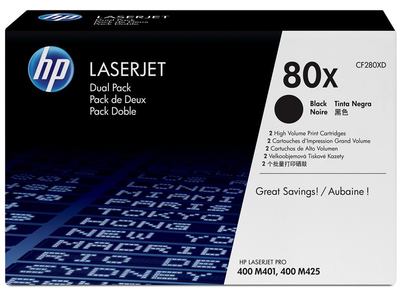 HP 80X Origineel Zwart 2 stuk(s)