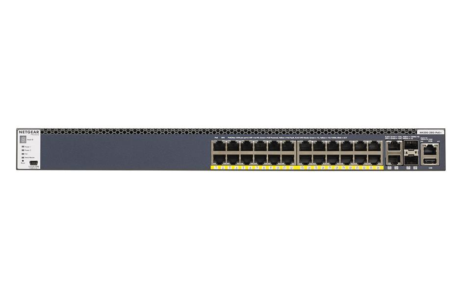Netgear ProSAFE Managed Switch - GSM4328PA - Stackable platform met 24 PoE+ poorten + 2 x SFP+ en 2 x 10GBASE-T poorten (550W PSU)