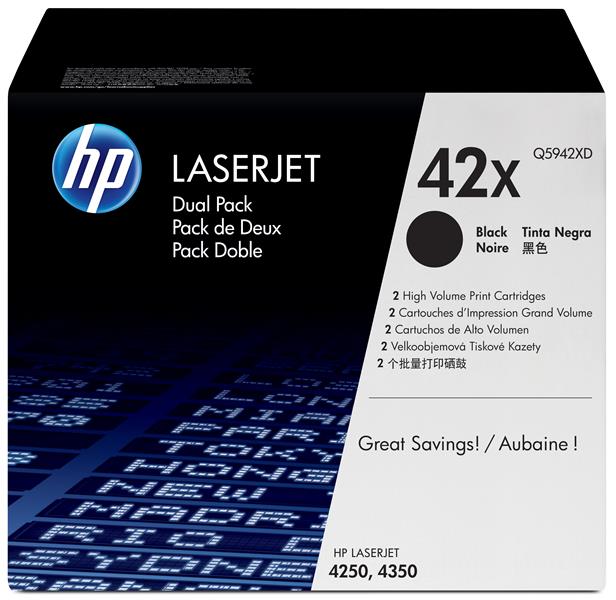 HP 42X Origineel Zwart 2 stuk(s)