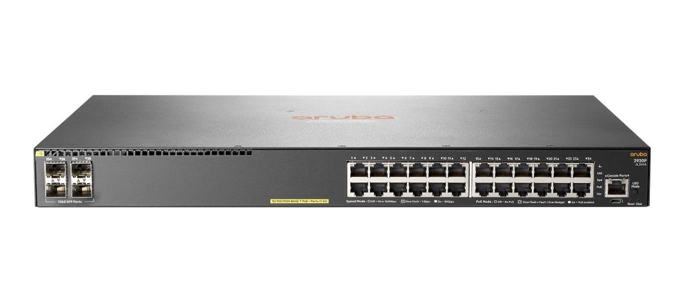 Aruba, a Hewlett Packard Enterprise company Aruba 2930F 24G PoE+ 4SFP Managed L3 Gigabit Ethernet (10/100/1000) Power over Ethernet (PoE) 1U Grijs